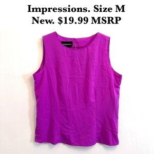5/$15💥 Impressions Magenta Silky Tank Top Blouse